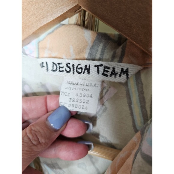 Vintage muted 80's Tropical button up ladies size medium - Picture 2 of 10